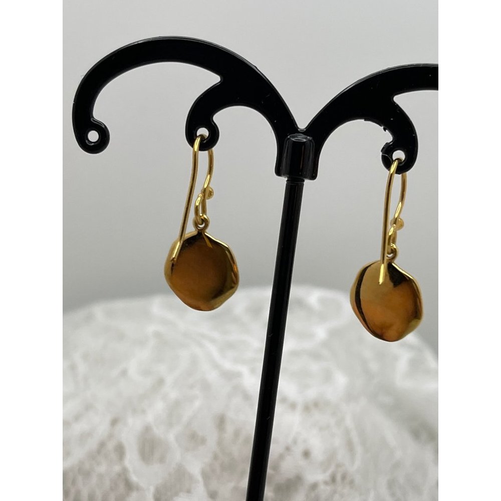 Gold Tone Tree Engraved Round Dangle Earrings - Picture 8 of 12
